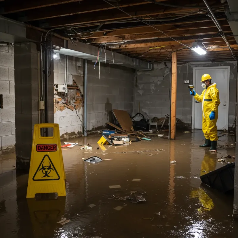 Flooded Basement Electrical Hazard in Huntertown, IN Property